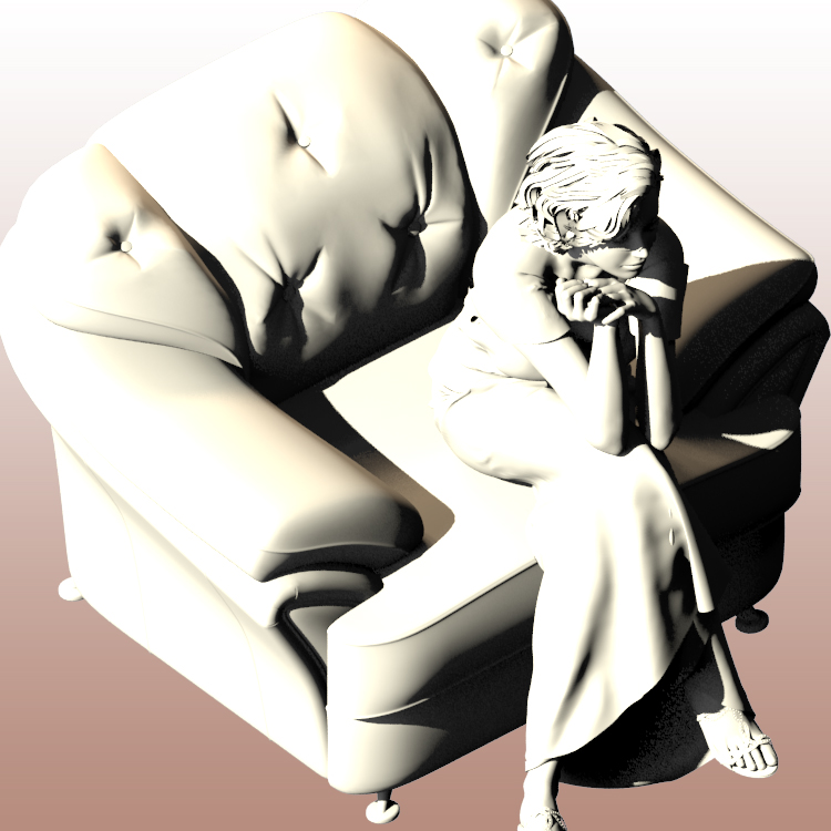 Красиво седящо момиче 3D модел Жена 0036
